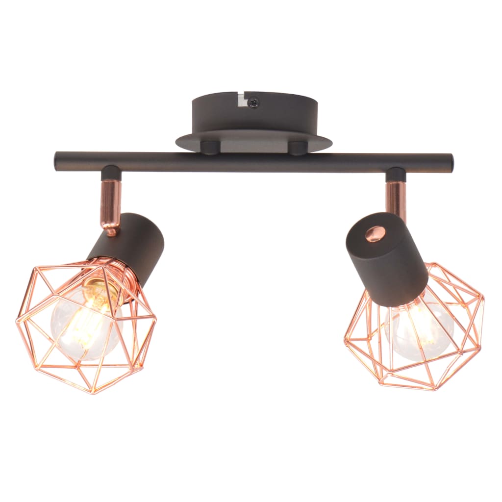 Ceiling Lamp With 2 Spotlights E14 Black And Copper 1