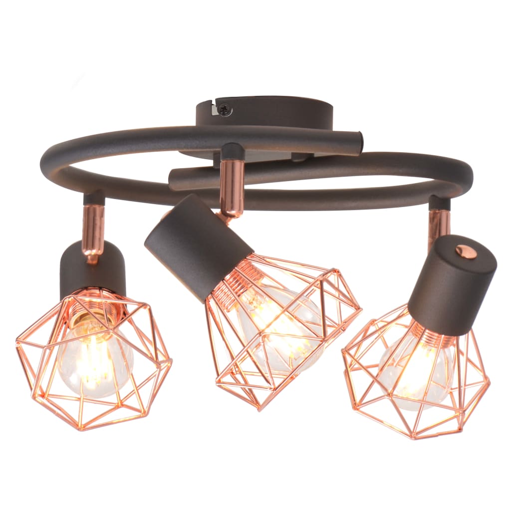 Ceiling Lamp With 3 Spotlights E14 Black And Copper 2