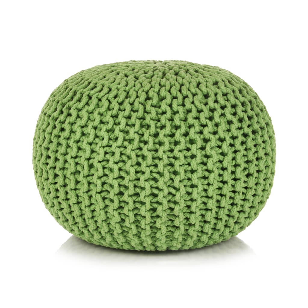 Hand-knitted Pouffe Cotton 50x35 Cm Green 1