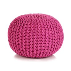 Hand-knitted Pouffe Cotton 50x35 Cm Pink