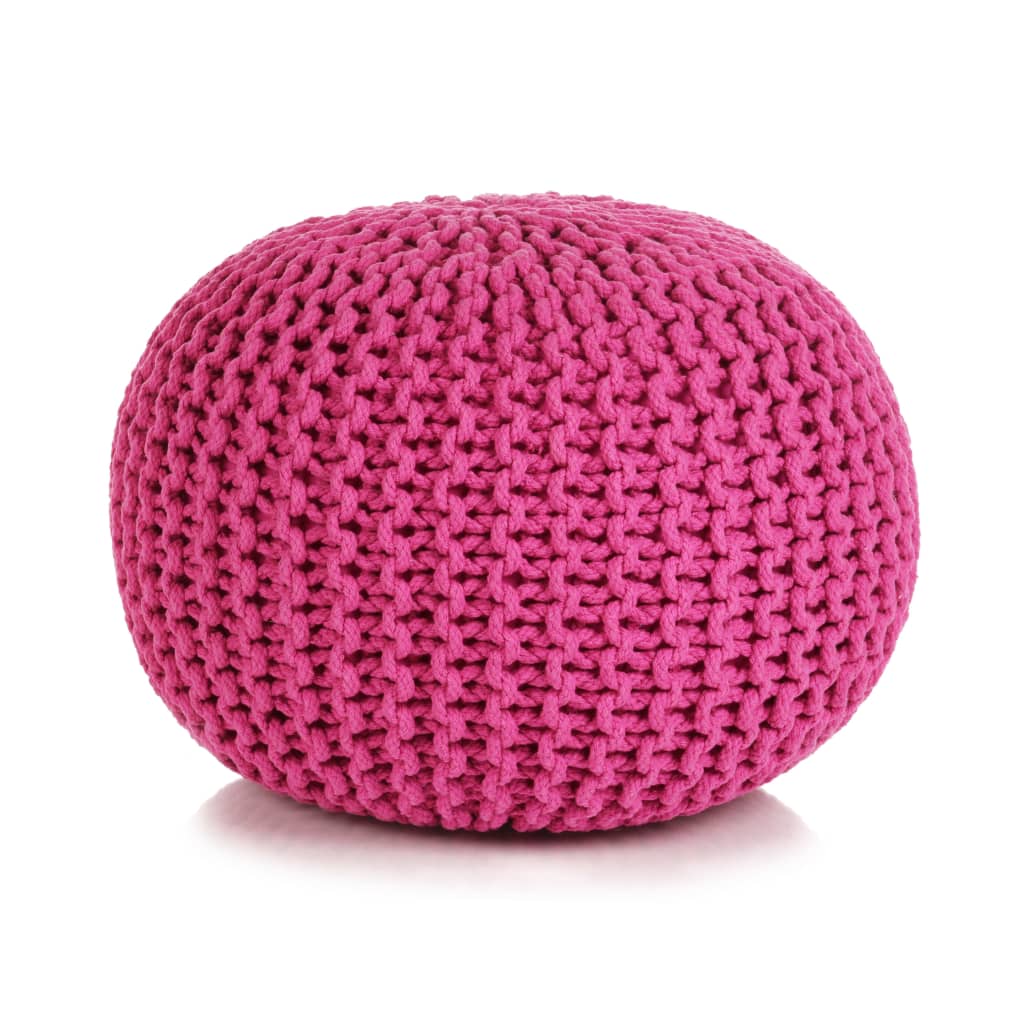 Hand-knitted Pouffe Cotton 50x35 Cm Pink 2
