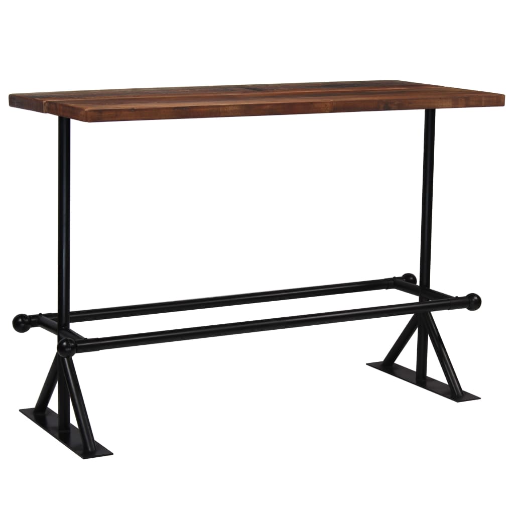 Bar Table Solid Reclaimed Wood Dark Brown 150x70x107 Cm 2