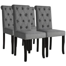Dining Chairs 4 Pcs Dark Grey Fabric Tufted Button