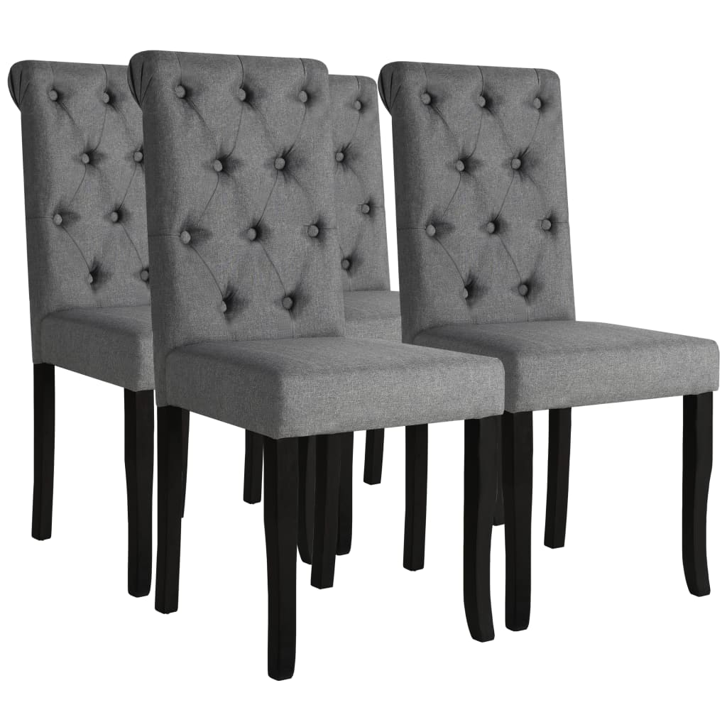 Dining Chairs 4 Pcs Dark Grey Fabric Tufted Button 1