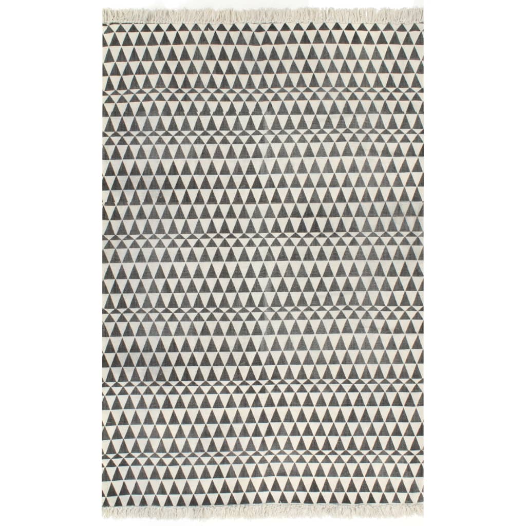 Kilim Rug Cotton 120x180 Cm With Pattern Black/white 1