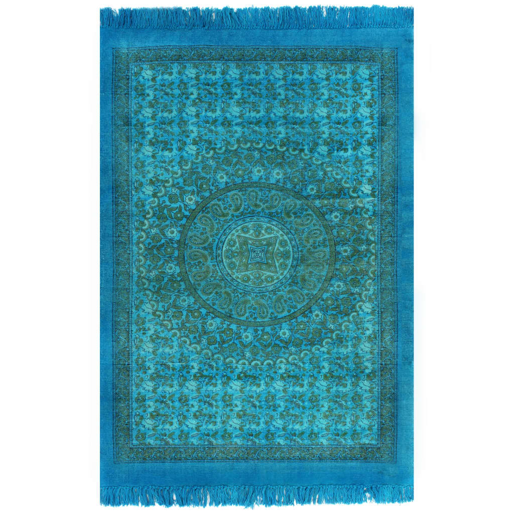Kilim Rug Cotton 120x180 Cm With Pattern Turquoise 1 Kilim Rug Cotton 120x180 Cm With Pattern Turquoise