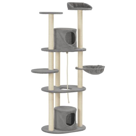 Cat Tree With Sisal Scratching Posts Grey 160 Cm 1