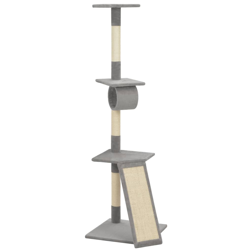 Cat Tree With Sisal Scratching Posts Grey 160 Cm 2