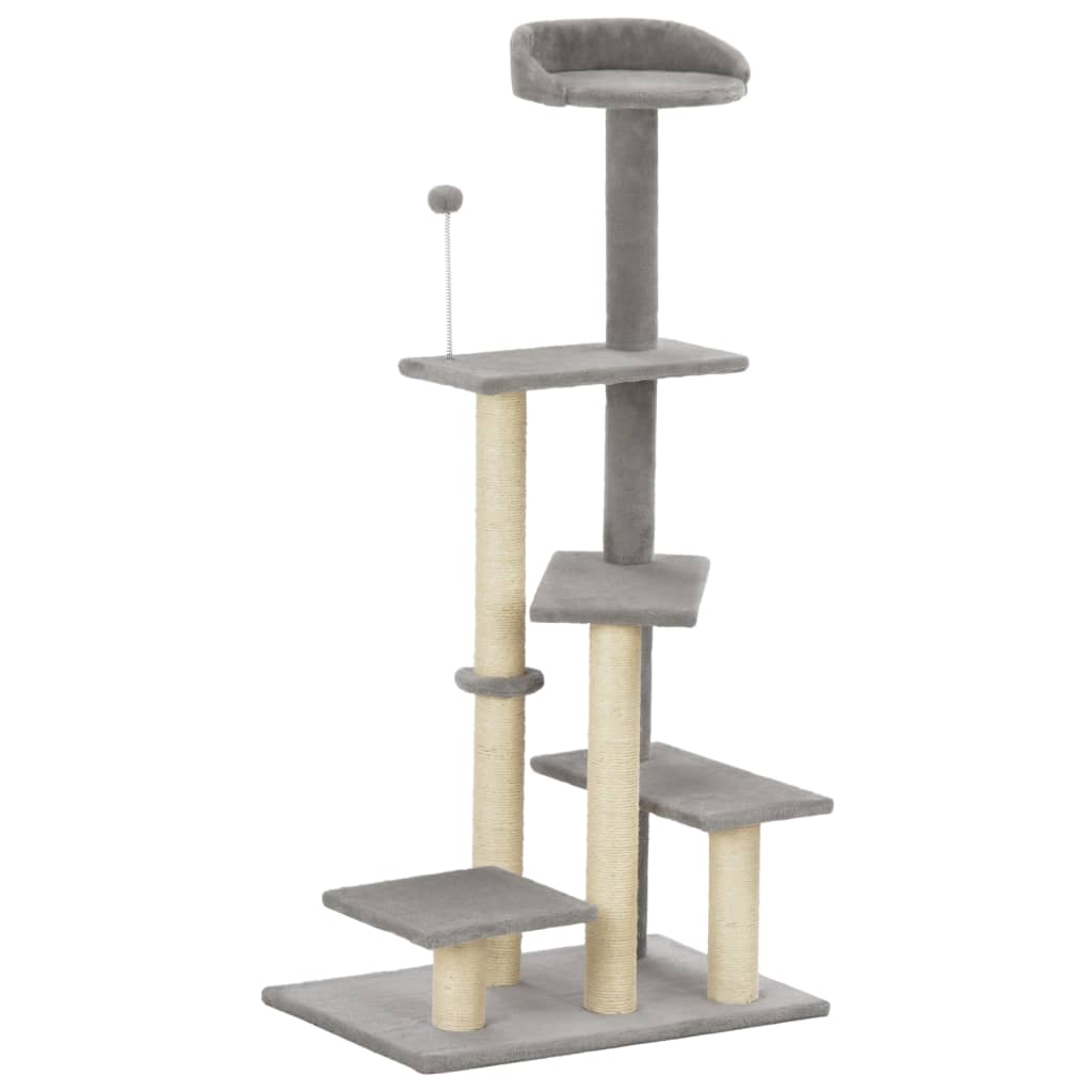 Cat Tree With Sisal Scratching Post Grey 125 Cm 2