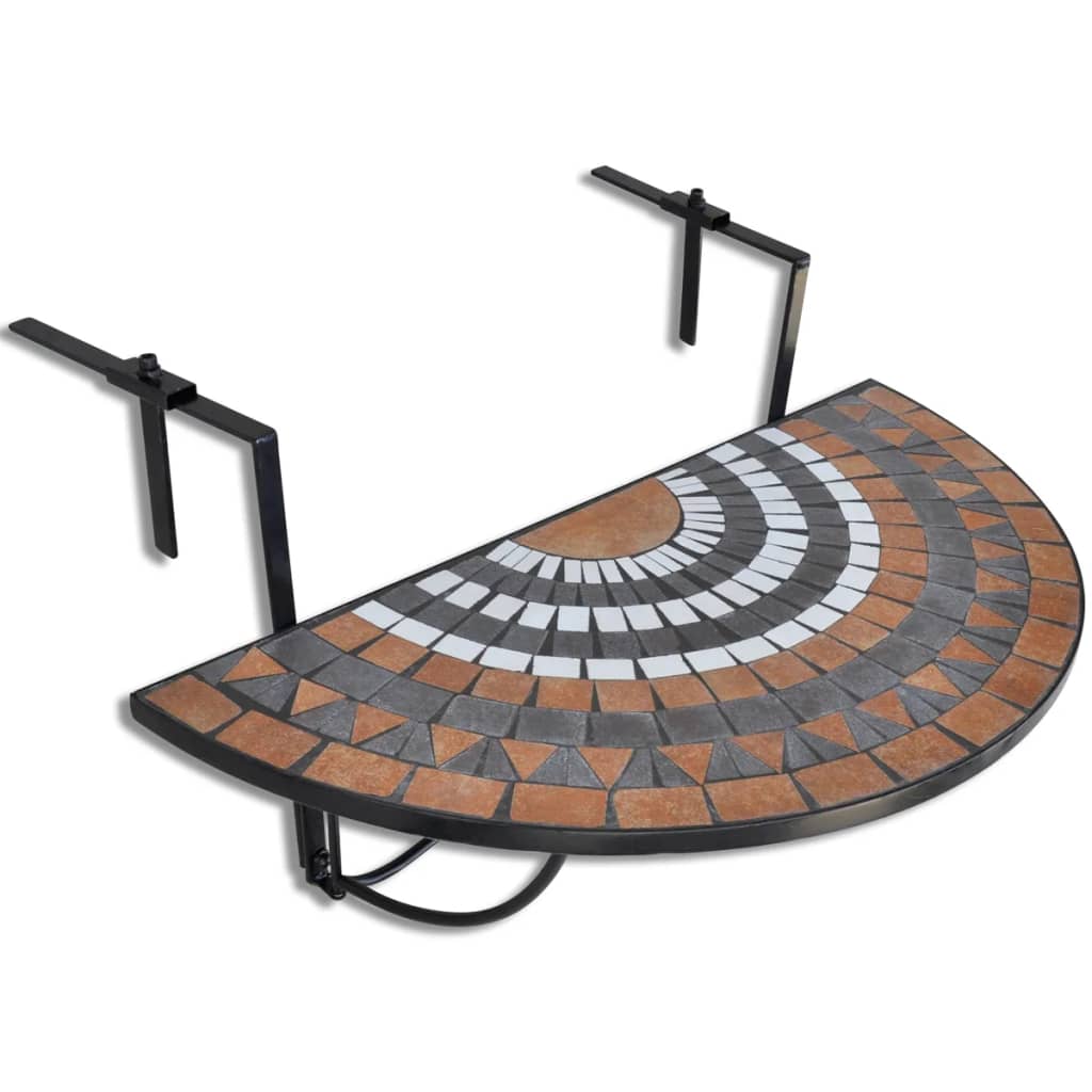 Hanging Balcony Table Terracotta And White Mosaic 2