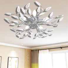 Transparent&white Ceiling Lamp Acrylic Crystal Leaf Arms 5 E14 Bulbs