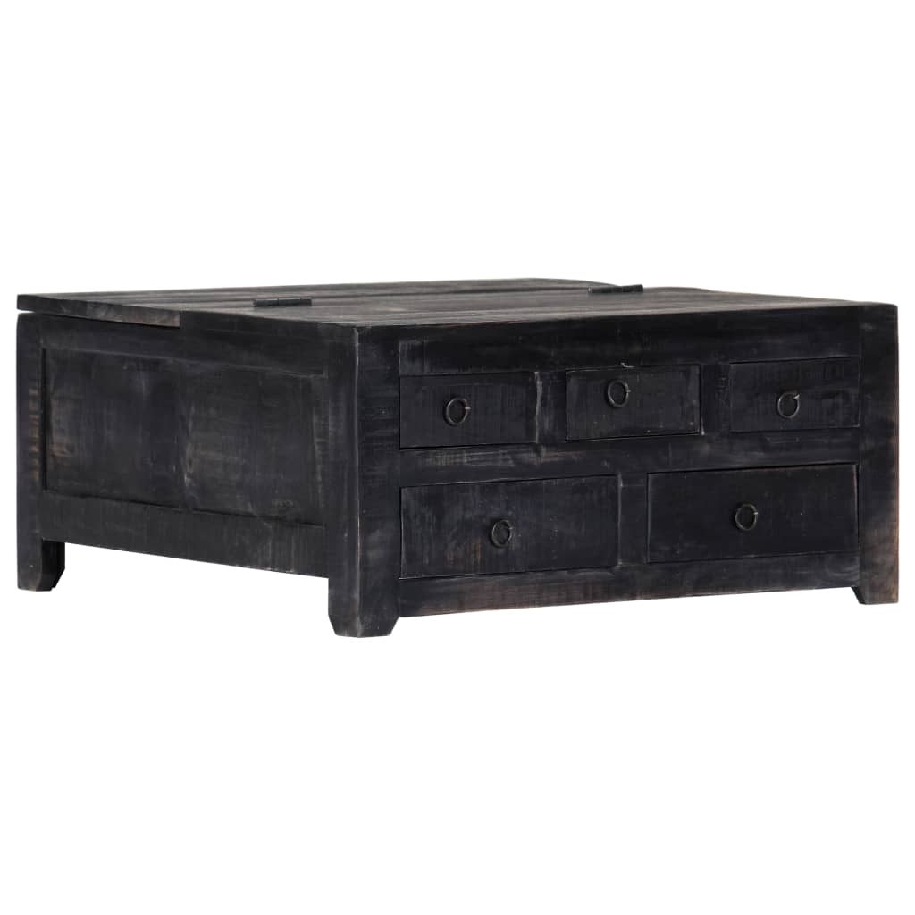 Coffee Table Black 65x65x30 Cm Solid Mango Wood 1
