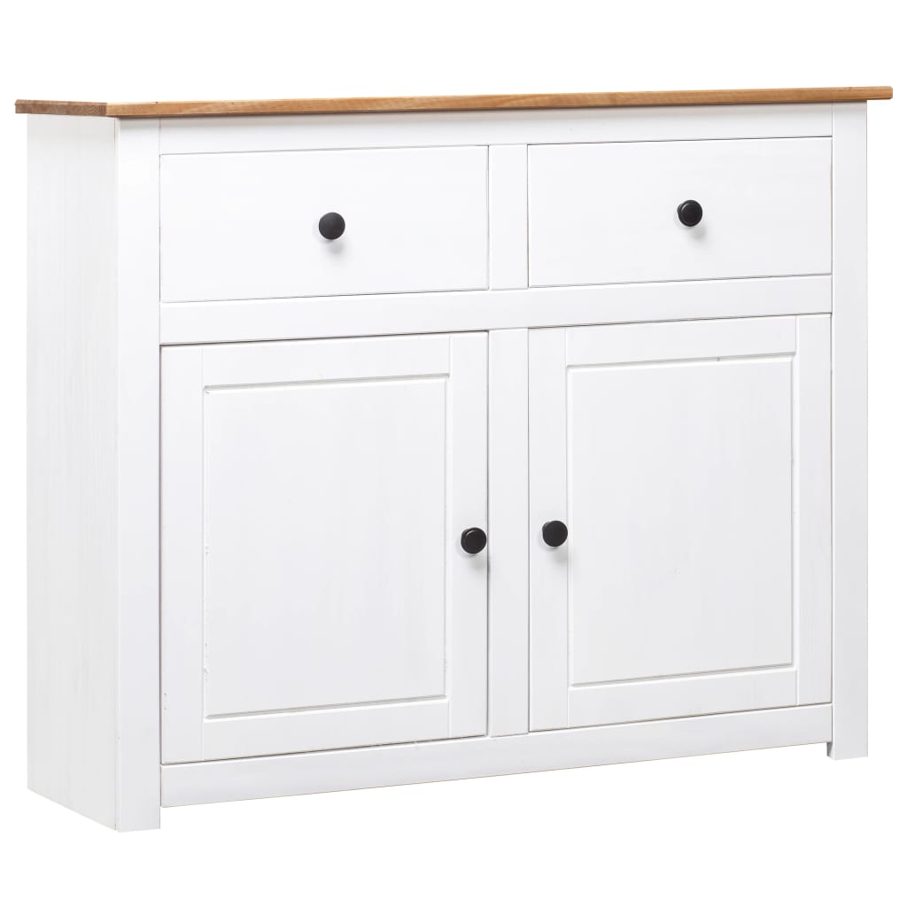 Sideboard White 93x40x80 Cm Solid Pinewood 2