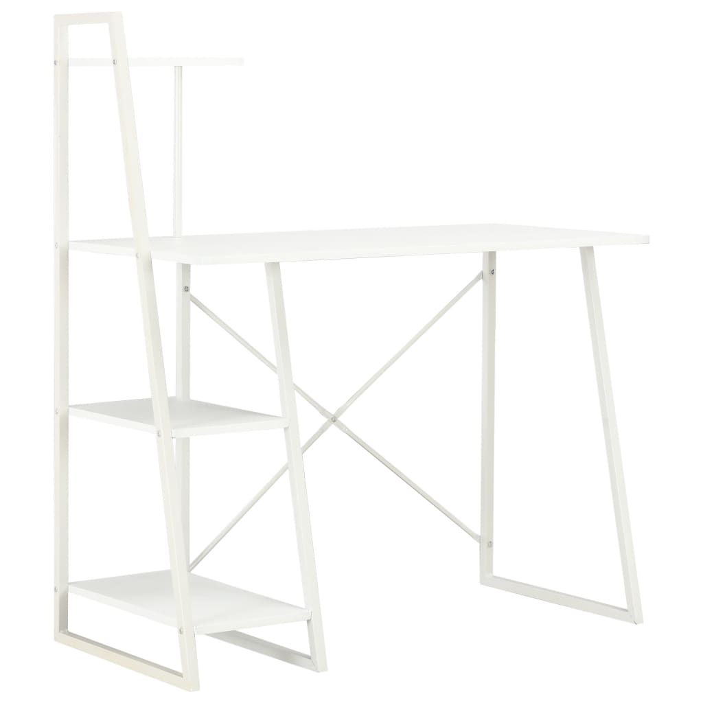 Desk With Shelving Unit White 102x50x117 Cm 2