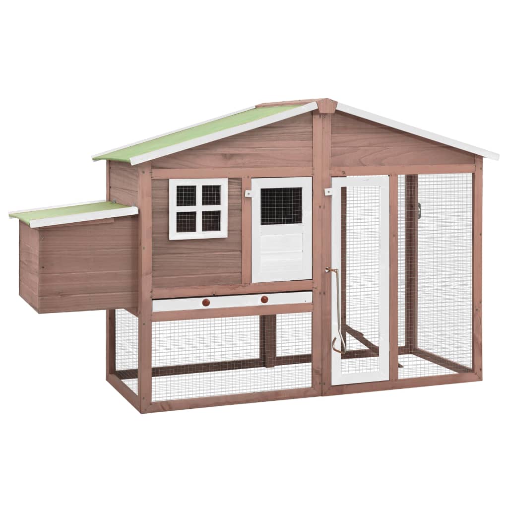 Chicken Coop With Nest Box Mocha And White Solid Fir Wood 2