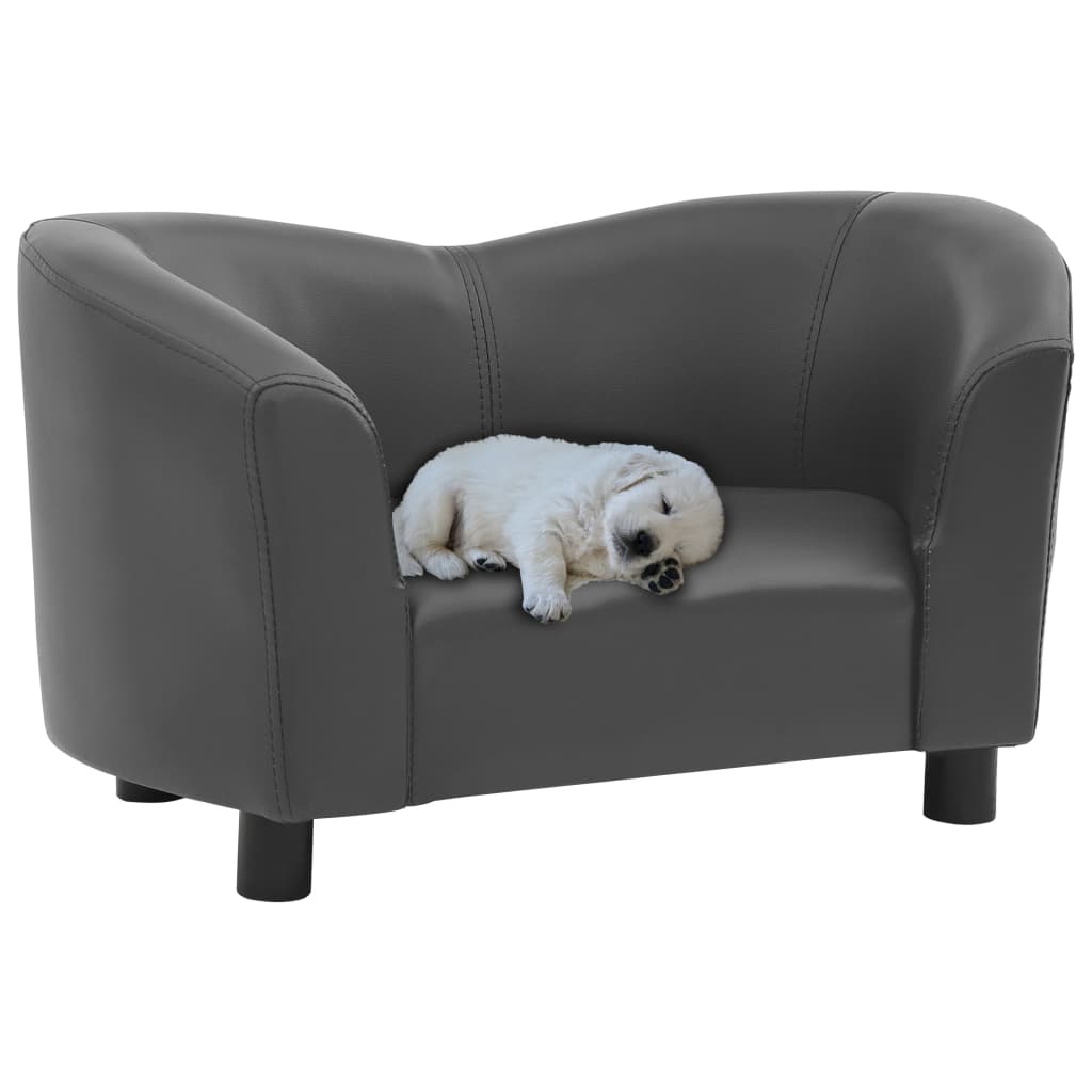 Dog Sofa Grey 67x41x39 Cm Faux Leather 2