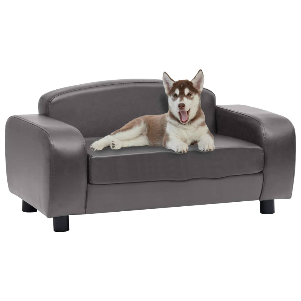 Dog Sofa Grey 80x50x40 Cm Faux Leather 1