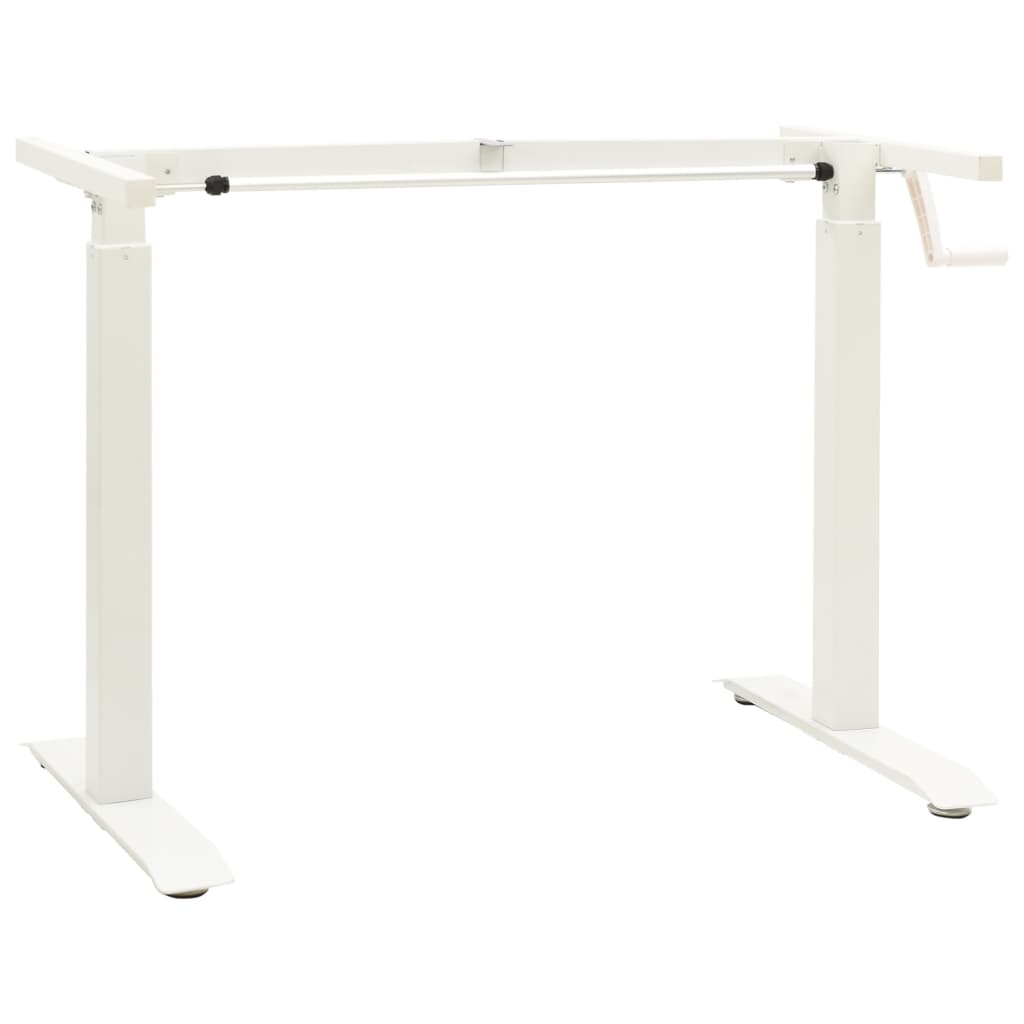 Manual Height Adjustable Standing Desk Frame Hand Crank White 1