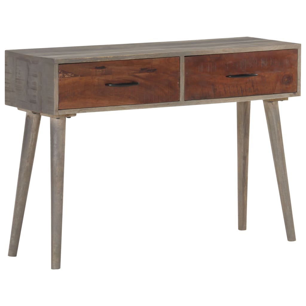 Console Table Grey 110x35x75 Cm Solid Rough Mango Wood 1