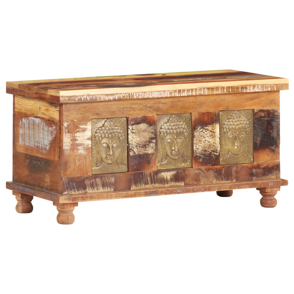 Storage Box With Buddha Cladding 90x35x45 Cm Reclaimed Wood 1
