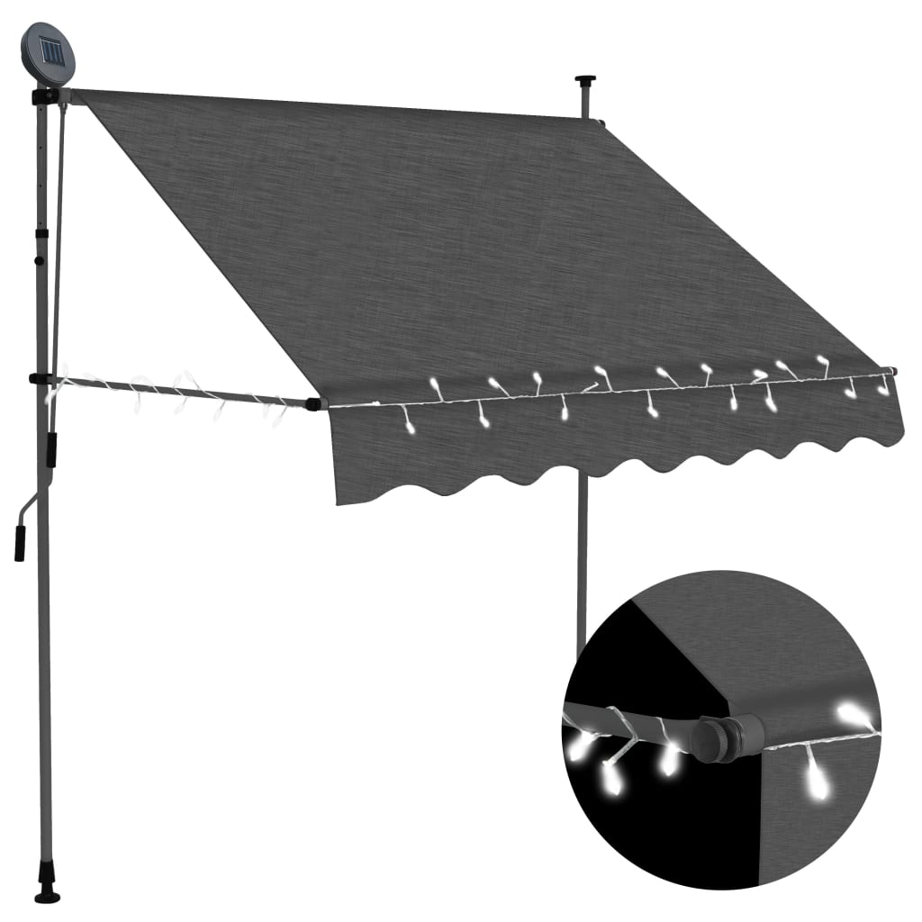 Manual Retractable Awning With Led 200 Cm Anthracite 1