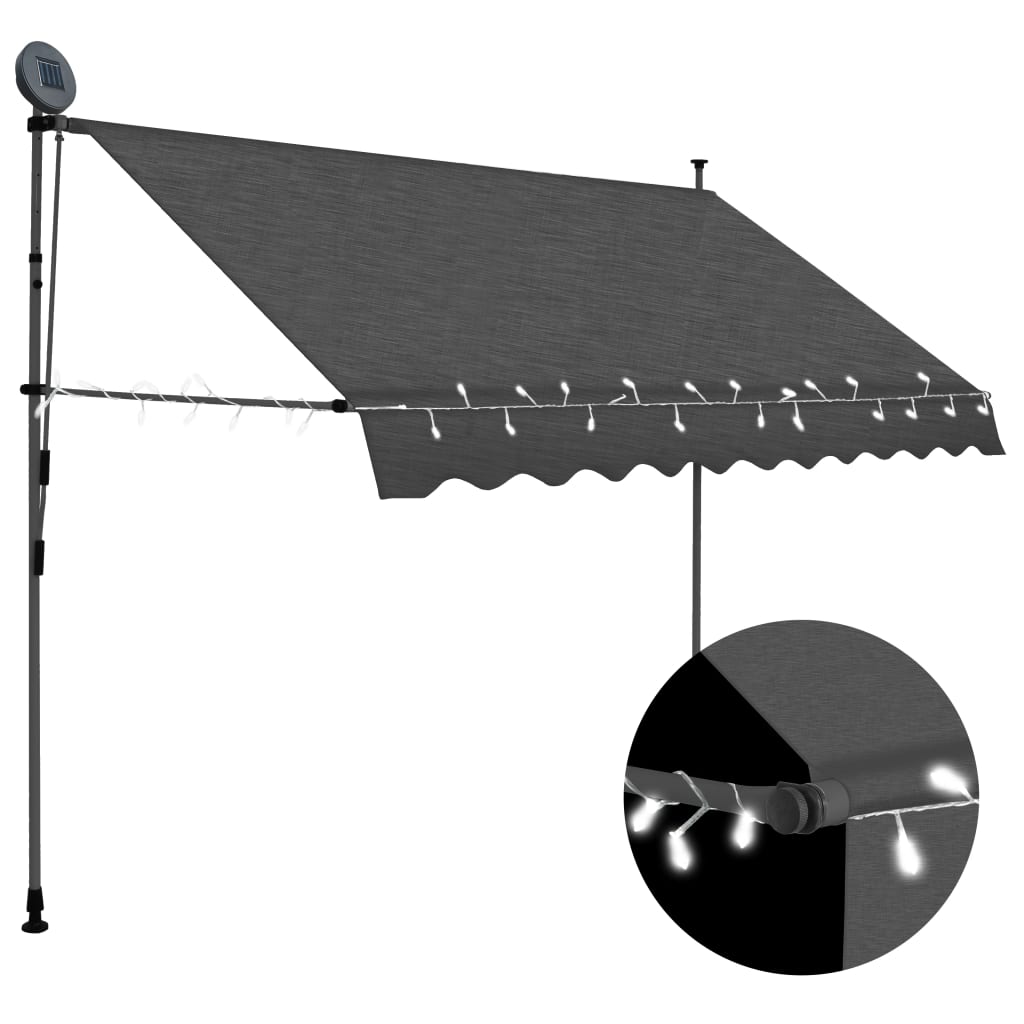 Manual Retractable Awning With Led 300 Cm Anthracite 1 Manual Retractable Awning With Led 300 Cm Anthracite