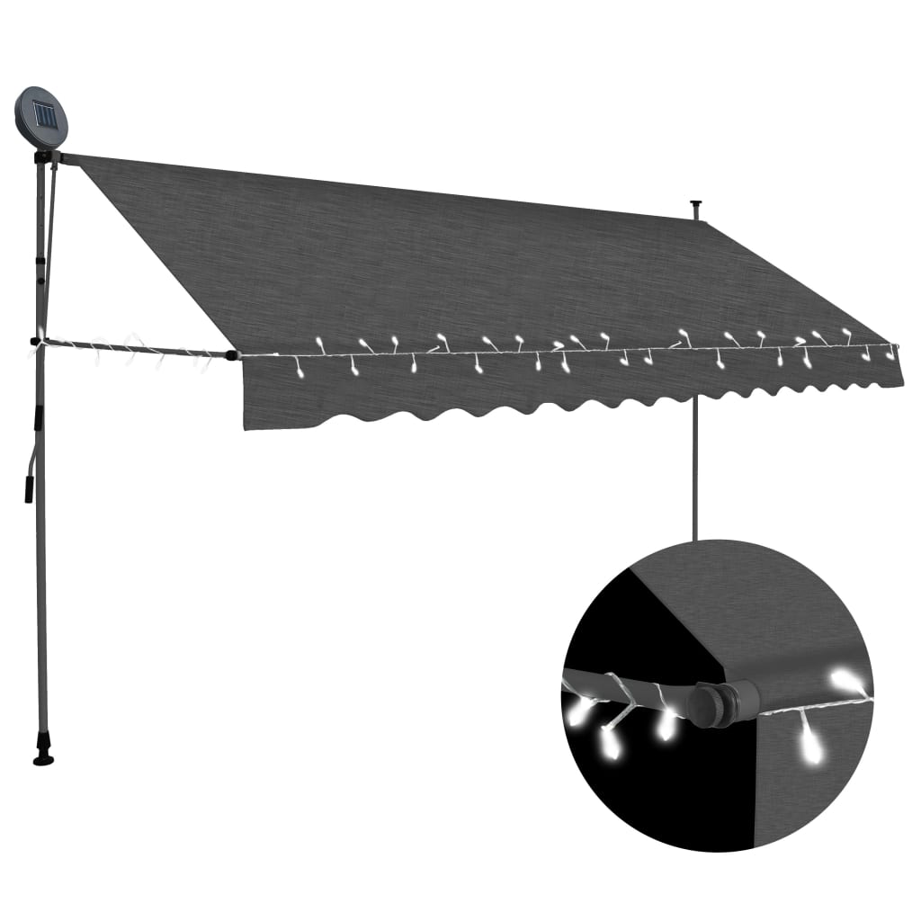 Manual Retractable Awning With Led 350 Cm Anthracite 1