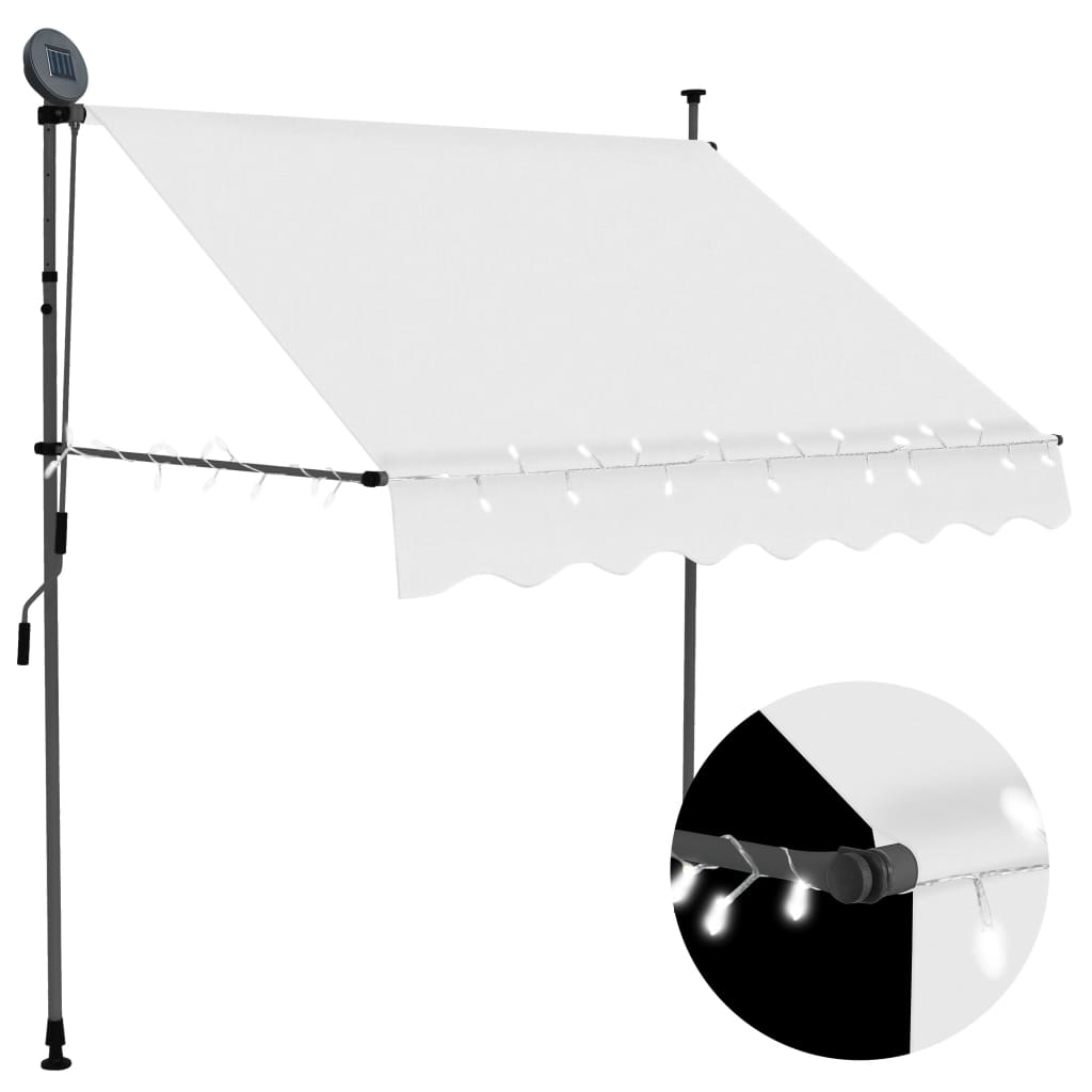 Manual Retractable Awning With Led 200 Cm Cream 2