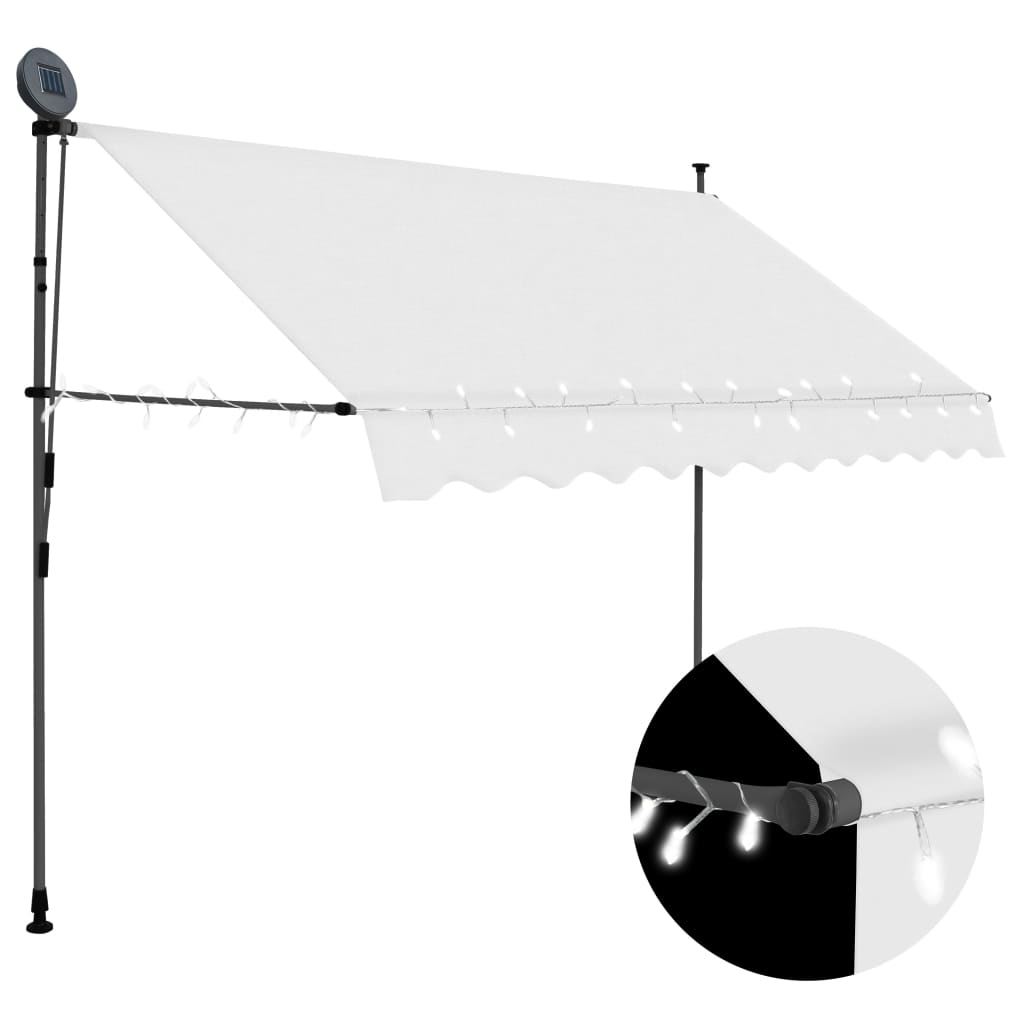 Manual Retractable Awning With Led 250 Cm Cream 2