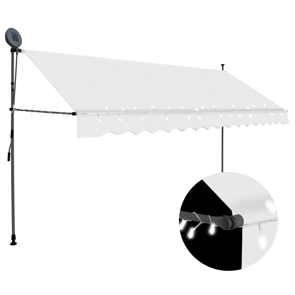 Manual Retractable Awning With Led 400 Cm Cream 1