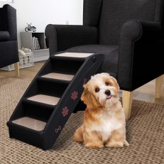 Folding Dog Stairs Black 62x40x49.5 Cm