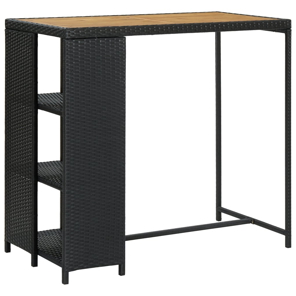 Bar Table With Storage Rack Black 120x60x110 Cm Poly Rattan 1
