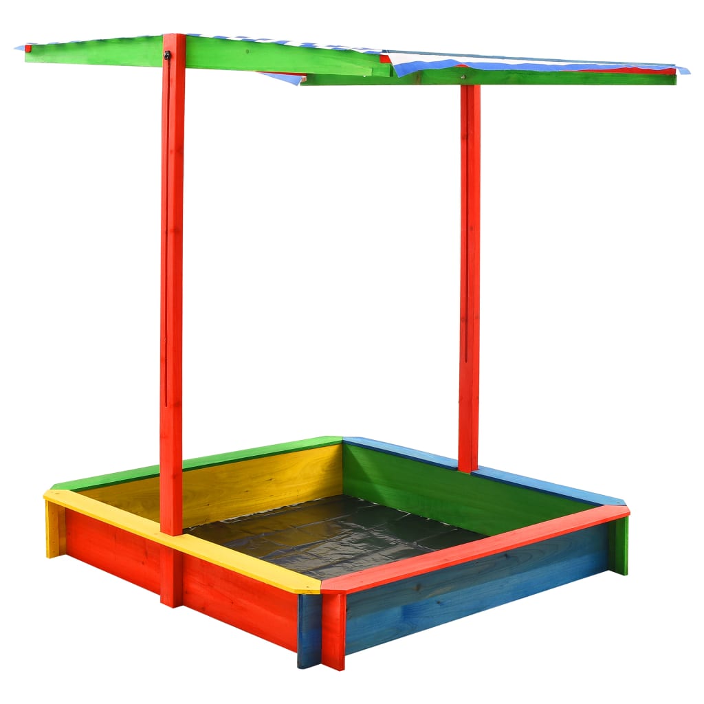 Sandbox With Adjustable Roof Fir Wood Multicolour Uv50 1