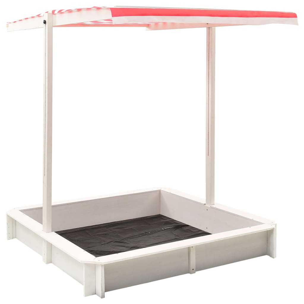 Sandbox With Adjustable Roof Fir Wood White And Red Uv50 2