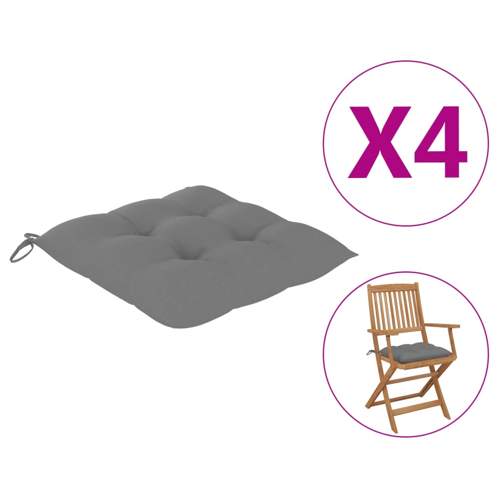 Chair Cushions 4 Pcs Grey 40x40x7 Cm Fabric 1