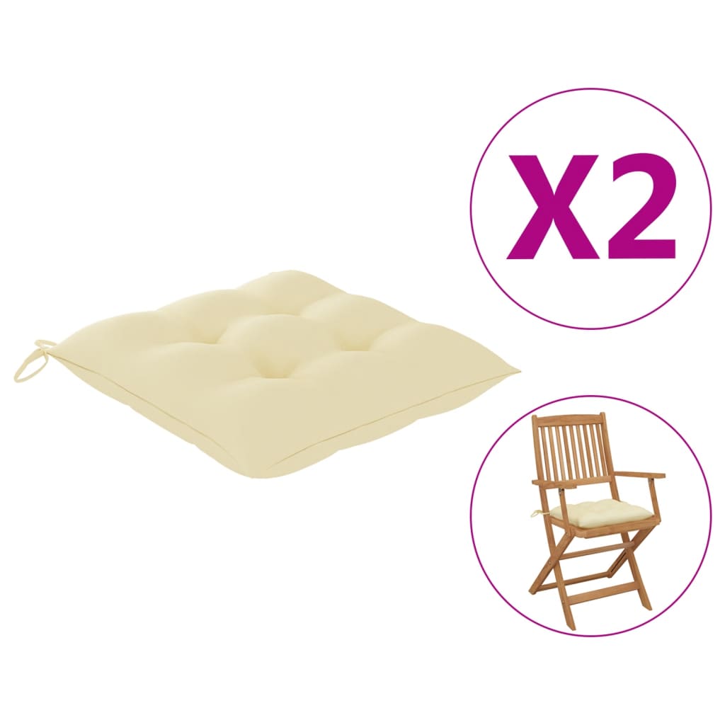 Chair Cushions 2 Pcs Cream White 40x40x7 Cm Fabric 1
