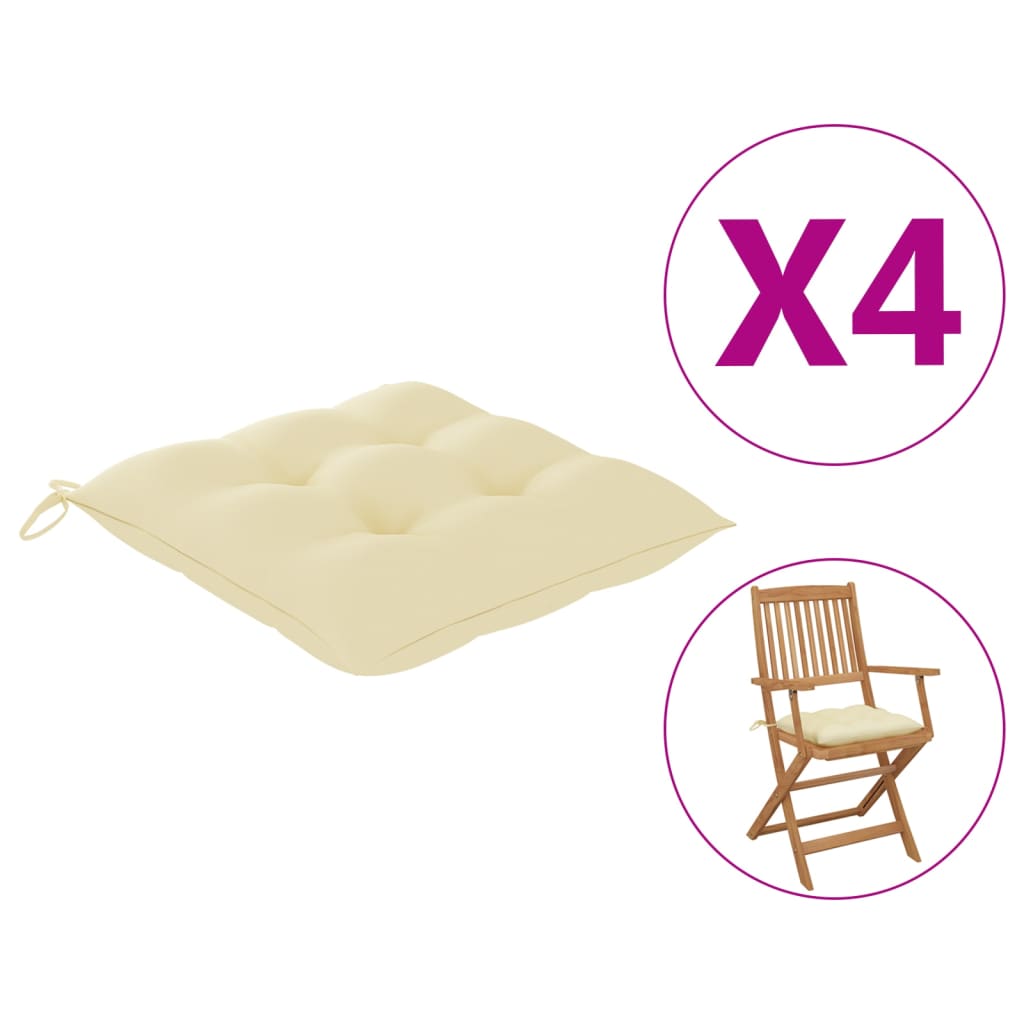 Chair Cushions 4 Pcs Cream White 40x40x7 Cm Fabric 2