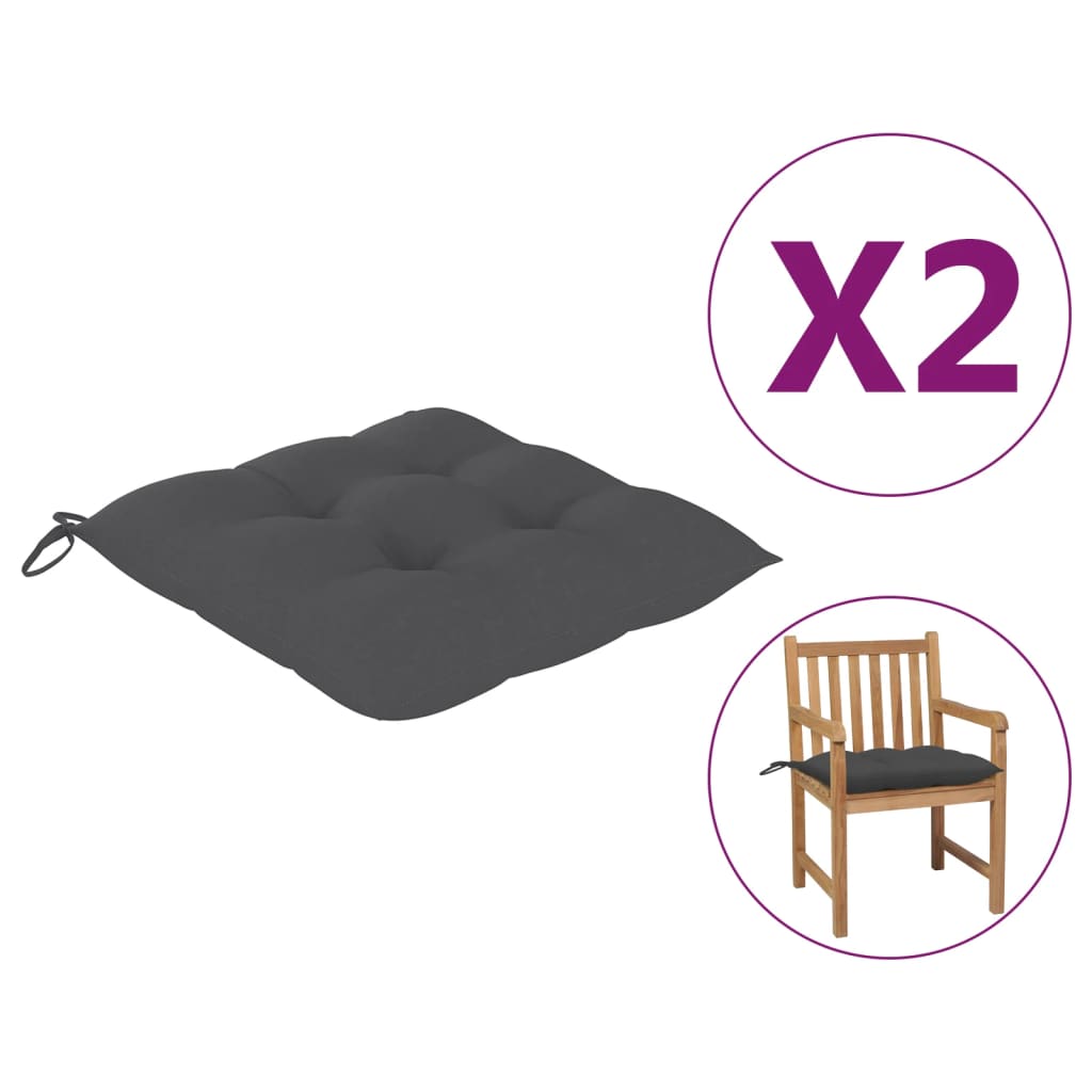 Chair Cushions 2 Pcs Anthracite 50x50x7 Cm Fabric 2