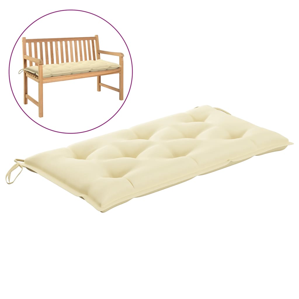 Garden Bench Cushion Cream White 100x50x7 Cm Fabric 1