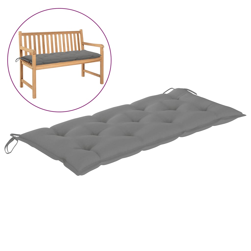 Garden Bench Cushion Grey 120x50x7 Cm Fabric 2