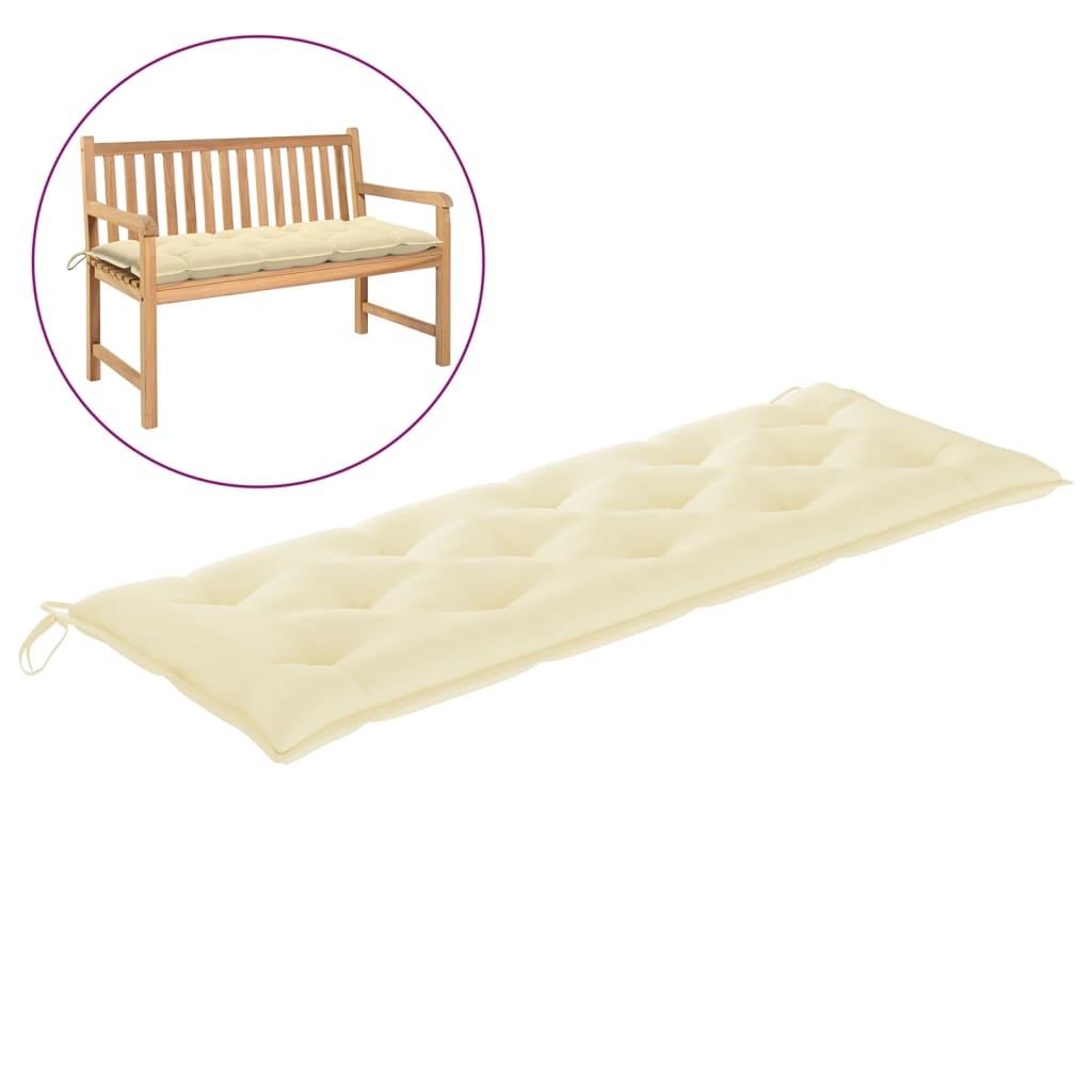 Garden Bench Cushion Cream White 150x50x7 Cm Fabric 1 Garden Bench Cushion Cream White 150x50x7 Cm Fabric