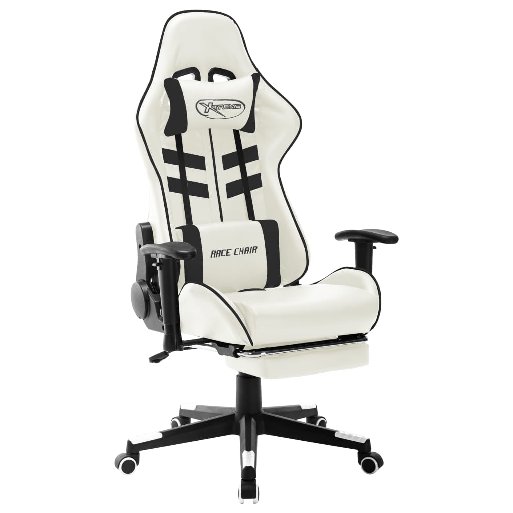 Gaming Chair White And Black Artificial Leather 1