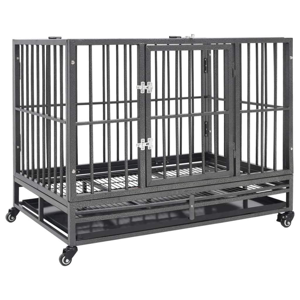 Dog Cage With Wheels Steel 92x62x76 Cm 2