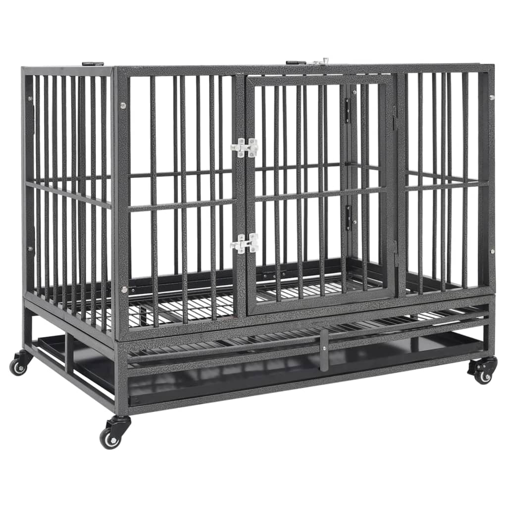 Dog Cage With Wheels Steel 92x62x76 Cm 2