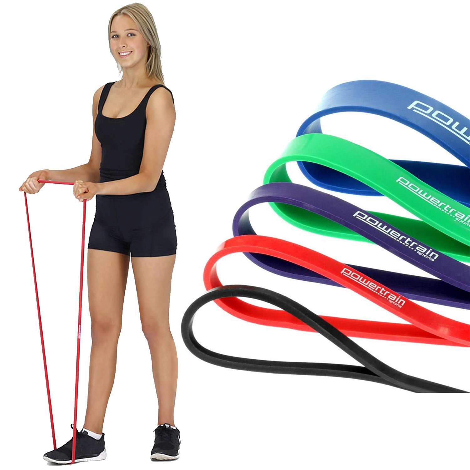 5x Powertrain Home Workout Resistance Bands Gym Exercise 2