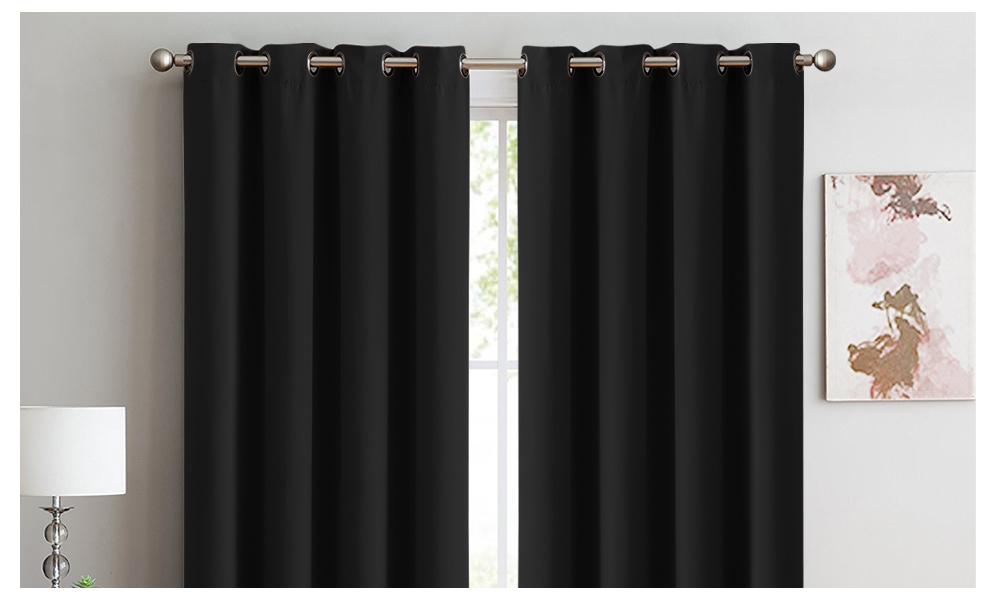2x 100% Blockout Curtains Panels 3 Layers Eyelet Black 240x230cm 1