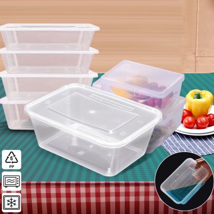 50 Packs Food Containers Plastic Base + Lids Bulk 1000ml 1