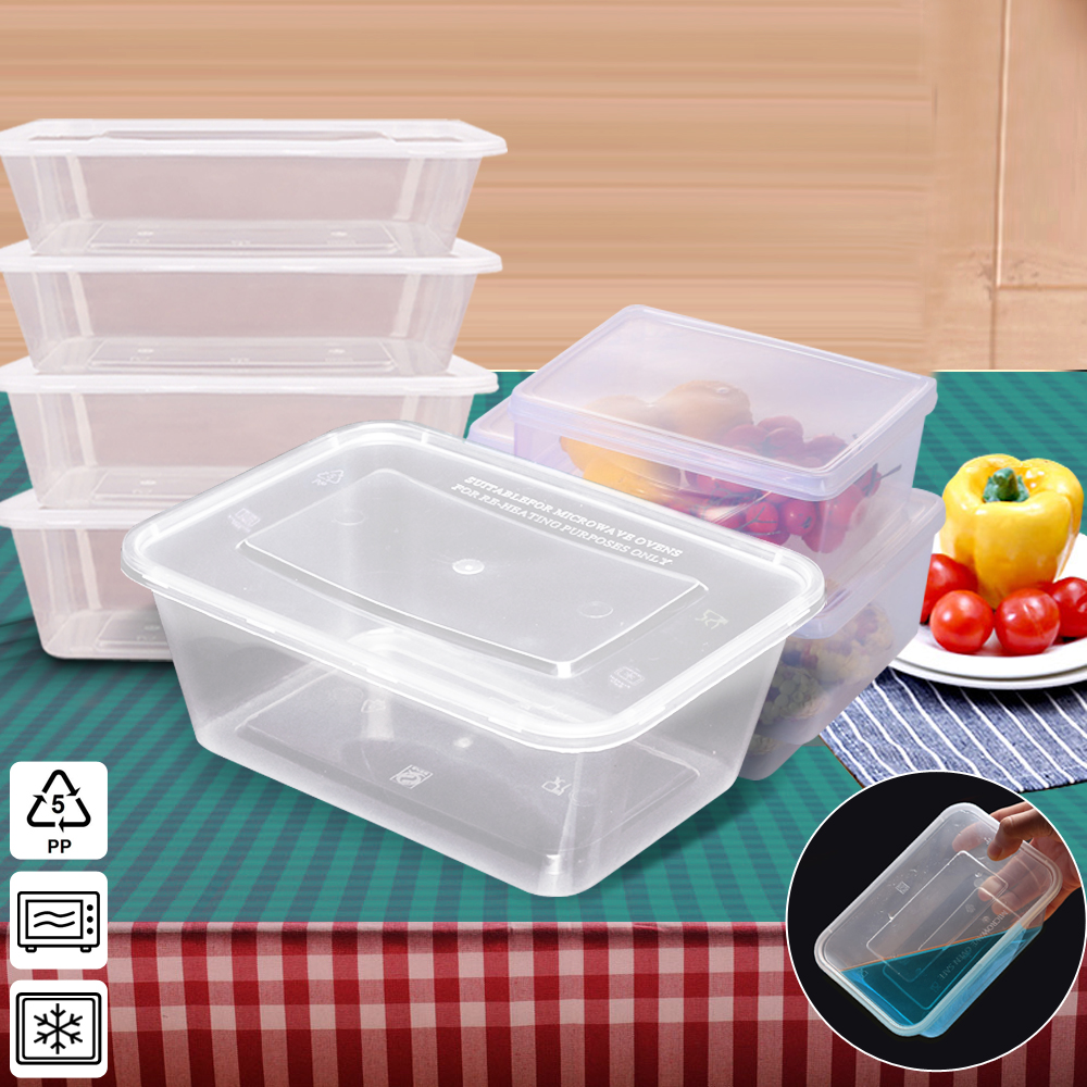 50 Packs Food Containers Plastic Base + Lids Bulk 1000ml 1 50 Packs Food Containers Plastic Base + Lids Bulk 1000ml