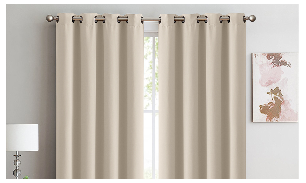 2x 100% Blockout Curtains Panels 3 Layers Eyelet Beige 240x230cm 2