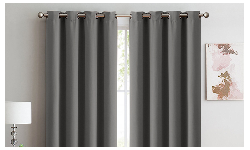 2x 100% Blockout Curtains Panels 3 Layers Eyelet Charcoal 140x230cm 1